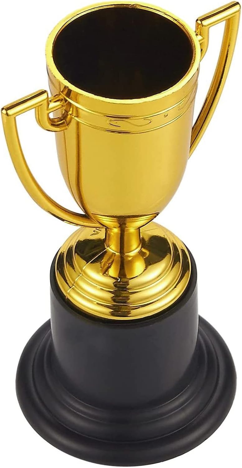 Juvale Mini Trophies Bulk - 4 in, Gold-Plated Plastic, 24-Pack - Trophies for Kids & Adults - Sports, School & Party Awards
